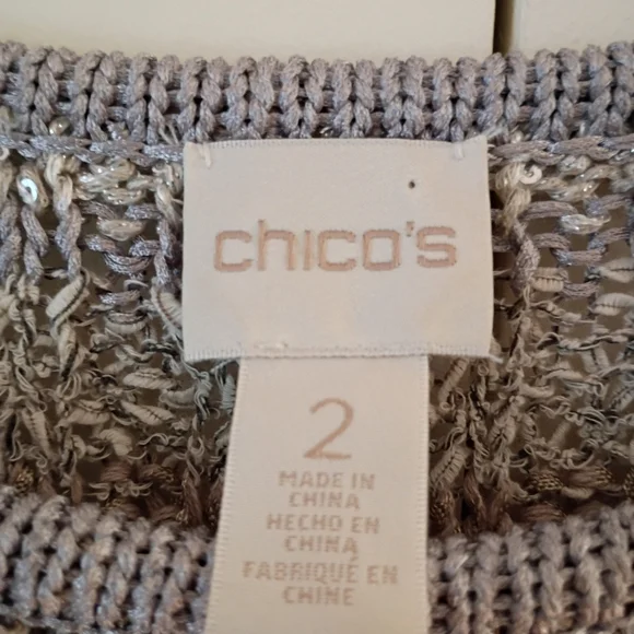 Chico's Striped Knit Artisan sparkle  Sweater tunic  Brown and Cream.Sizr 2 /L - Picture 5 of 5